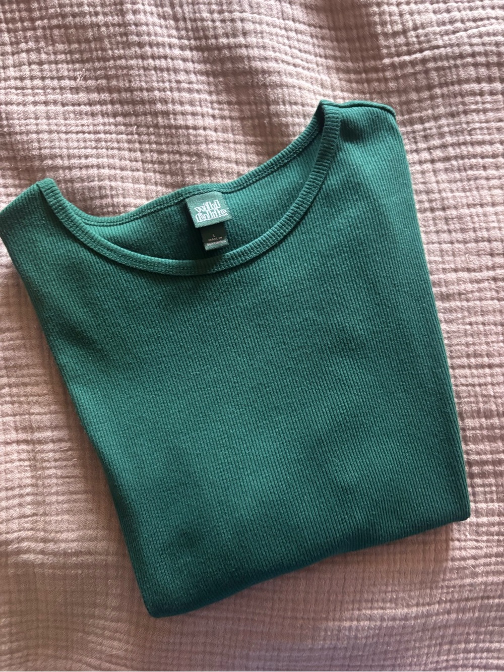 Wild Fable Forest Green Ribbed Women's Baby tee